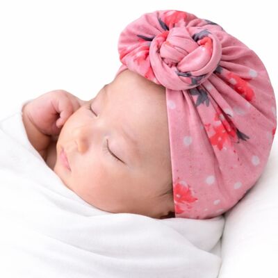 Caciulita roz tip turban cu imprimeu viu colorat mbx-20151-3