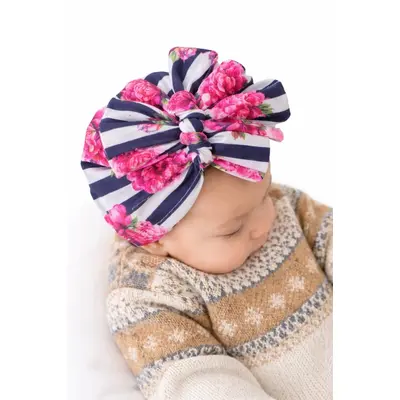 Caciulita tip turban inflorata cu fundite in fata mbx-20021-1-ct2