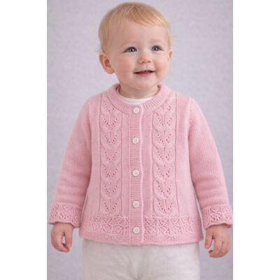 Cardigan roz tricotat modify pentru bebeluși bp3236-1