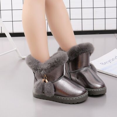 Cizme gri sidefat imblanite cu ciucurei li002a-3-ac