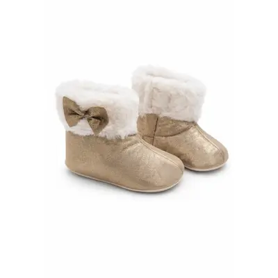 Cizmulite bebelusi maro sidefat cu blanita, interior calduros, talpa moale trpb0004