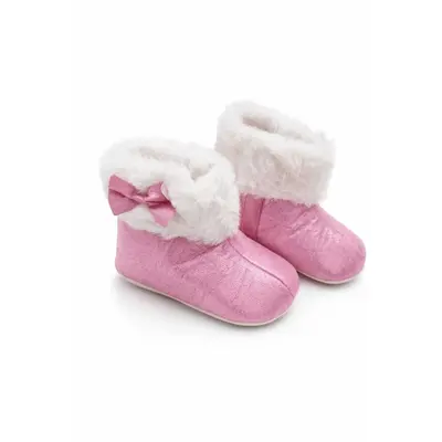 Cizmulite bebelusi roz cu blanita, interior calduros, talpa moale trpb0001
