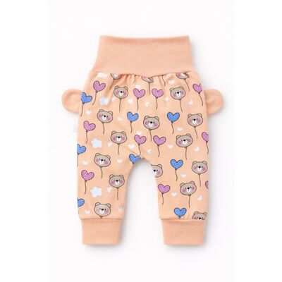 Pantaloni bebe roz banan cu ursuleti si inimioare - mother & cojok trpb0034