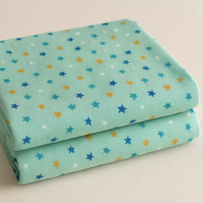 Set 2 Scutece Finet 100% Bumbac Pentru Bebelusi ,   70a 80 Cm ,   Starry Sky Mint Pjb098155668