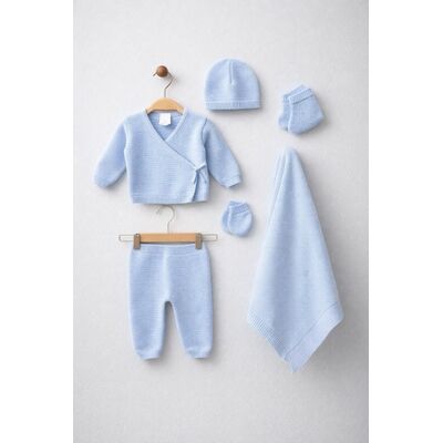 Set bebelusi 6 piese tricotate, culoare bleu tram0010