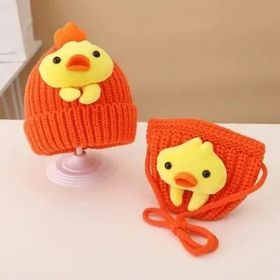 Set portocaliu caciulita si gentuta - puisor adoctsc11-5-sa4