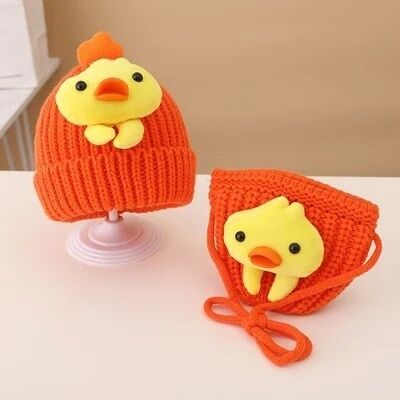 Set portocaliu caciulita si gentuta - puisor adoctsc11-5-sa4