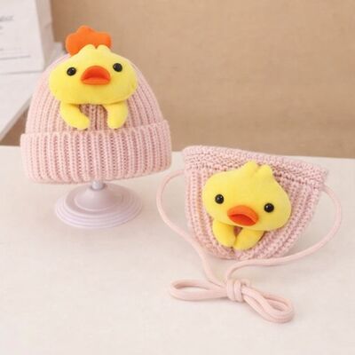 Set roz pudra caciulita si gentuta - puisor adoctsc11-6-sa4