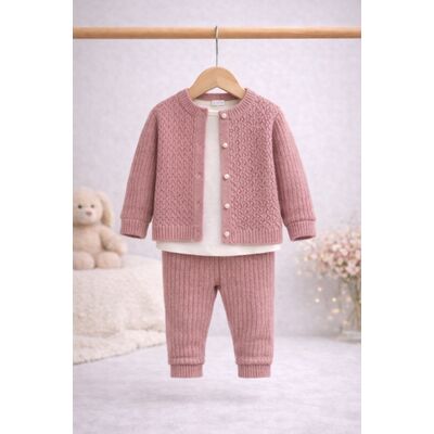 Set tricot 3 piese bigimay - roz pudrat bm1535-1