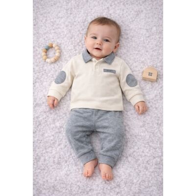 Costum necİxs cu mâneci cu petice – set confortabil pentru bebeluși b253281-1