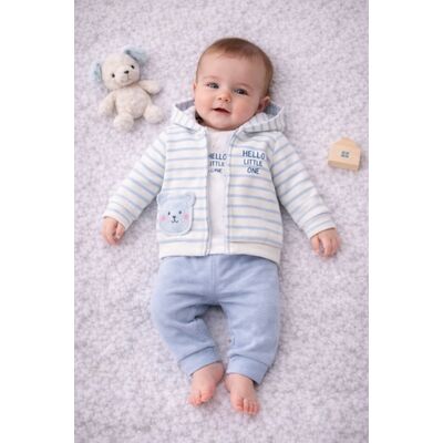 Set 3 piese juutalux cu dungi – hanorac, pantaloni și jachetă din bumbac bm112-1