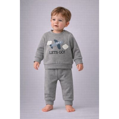 Set bebeluși baby go cu imprimare avion – bumbac confortabil bg3758-1