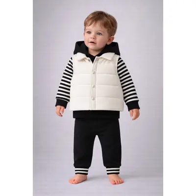 Set hippil &ndash; 3 piese confortabile, vesta, bluza si pantaloni bb5138-1