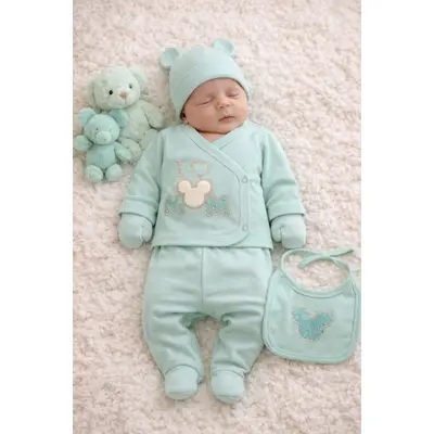 Set serde bebeluși &bdquo;i love mom&rdquo; &ndash; 5 piese din bumbac bye2051