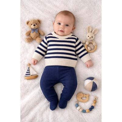 Set tricotat cu dungi gonca bebe – confort și stil bl3232-1
