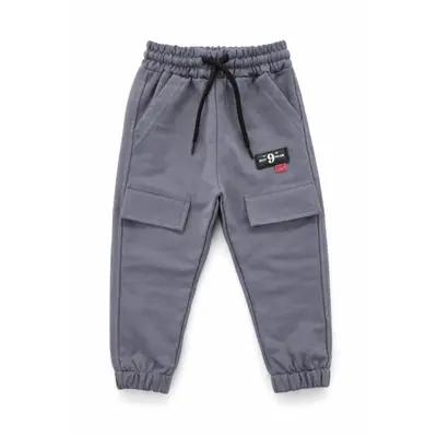 Pantaloni copii trening din bumbac cu snur si buzunare laterale trpb0117