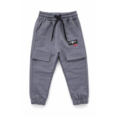 Pantaloni copii trening din bumbac cu snur si buzunare laterale trpb0117