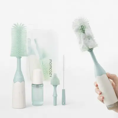 Set curatare biberoane Momcozy cu spuma 360 Push-Press Green