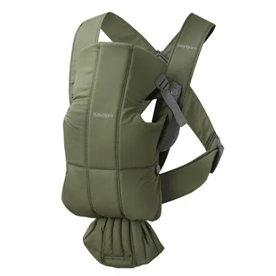 BabyBjorn - Marsupiu anatomic Mini, cu pozitii multiple de purtare, Dark Green, Tesatura BSAFE021040E1