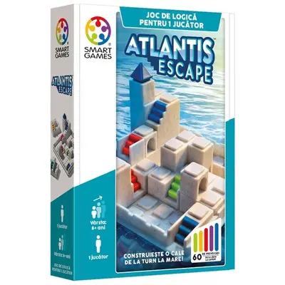 Smart games - atlantis escape, joc de logica cu 60 de provocari, 8+ ani, editie lb. romana - okesg442ro