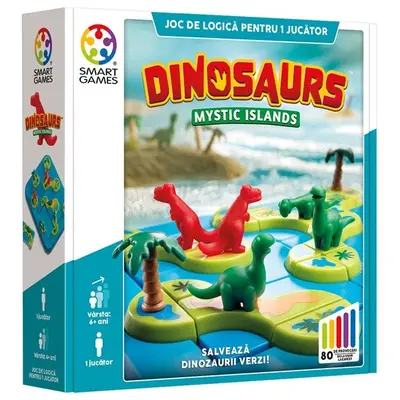 Smart games - dinosaurs mystic islands, joc de logica cu 80 de provocari, 6+ ani, editie lb. romana - okesg282ro