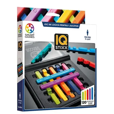 Smart games - iq stixx, joc de logica cu 120 de provocari, 7+ ani, editie lb. romana - okesg304ro