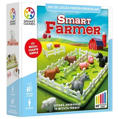 Smart games - smart farmer, joc de logica cu 60 de provocari, 4+ ani, editie lb. romana - okesg091ro