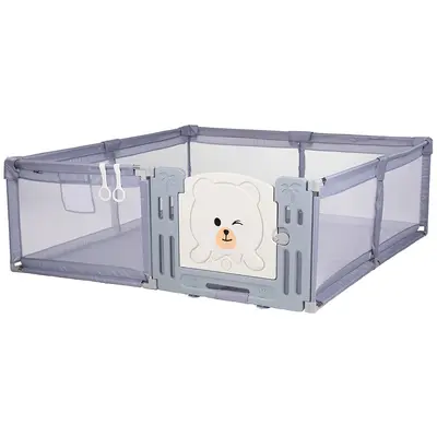 Tarc de joaca Chipolino Amico 200x180 cm cu usa grey HUBKOIAM0251GY
