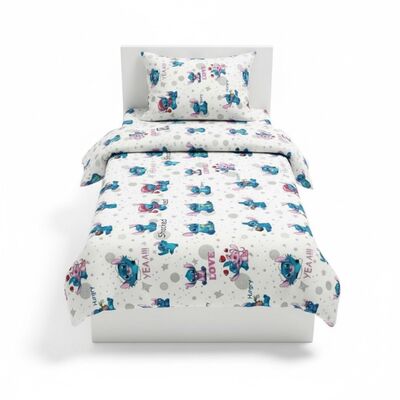 Lenjerie bumbac ranforce Angel&Stitch pentru pat de 2 persoane compatibila cu saltea 200x160 cm ASC6427968007959