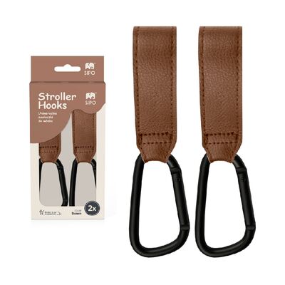 Carlige Universale din piele ecologica pentru Carucior – Set 2, Maro