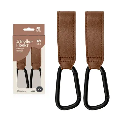 Carlige Universale din piele ecologica pentru Carucior &ndash; Set 2, Maro