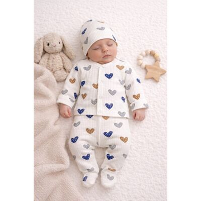 Set 3 piese zlev pentru nou-născut 0–3 luni cu inmioare colorate bka5032-1