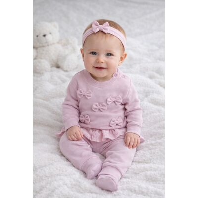 Set mov 2 piese bymurat cu funde decorative si dantela, costum confortabil pentru fetite bm10148-1-26