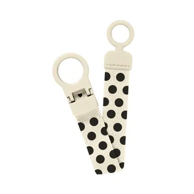 Bibs - lantisor clip loop pentru suzeta, studio collection polka dots, ivory black bbb950134216