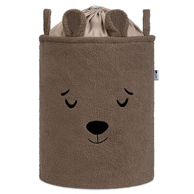 Cos Premium Fluffy Toy Boucle Bear, 43 litri, pliabil cu manere rezistente, Brown