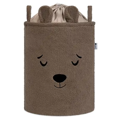 Cos Premium Fluffy Toy Boucle Bear, 43 litri, pliabil cu manere rezistente, Brown