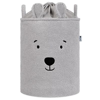 Cos Premium Fluffy Toy Boucle Bear, 43 litri, pliabil cu manere rezistente, Grey
