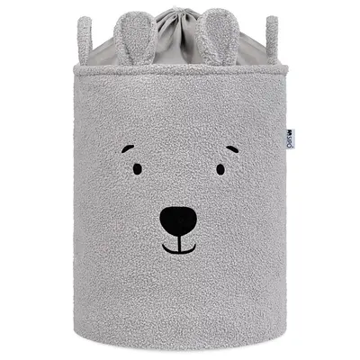 Cos Premium Fluffy Toy Boucle Bear, 43 litri, pliabil cu manere rezistente, Grey