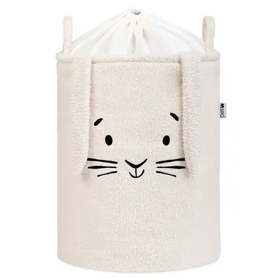 Cos Premium Fluffy Toy Boucle Rabbit, 43 litri, pliabil cu manere rezistente, Cream