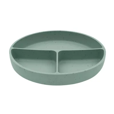Farfurie compartimentata cu baza cu ventuza pentru bebelusi 600 ml, Sage Green