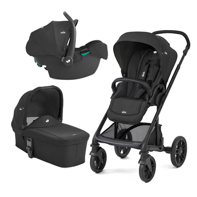 Joie - carucior pentru copii multifunctional 3 in 1 chrome 2 raven  (carucior chrome 2 raven + landou chrome raven+ scoica i-snug raven) bbbt1201jarvn000