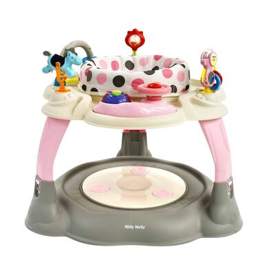 Milly Mally Centru de Activitati 360°, Scaun Rotativ, Inaltime Reglabila, Twist Pastel Dots