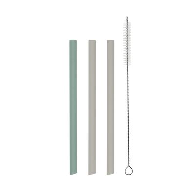 Set paie din silicon cu perie de curatare pentru reutilizare sigura, Platinum Sage Green