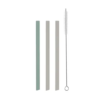 Set paie din silicon cu perie de curatare pentru reutilizare sigura, Platinum Sage Green