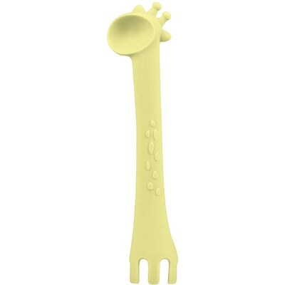 Lingurita din silicon 2 in 1 Giraffe Yellow
