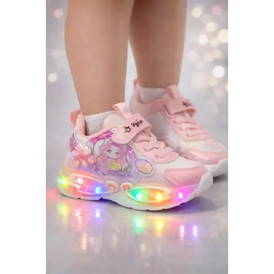 Adidasi pentru fetite, roz cu luminite led ad2026