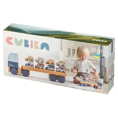 Jucarie din lemn, Cubika, Camion pentru masini - Pastel