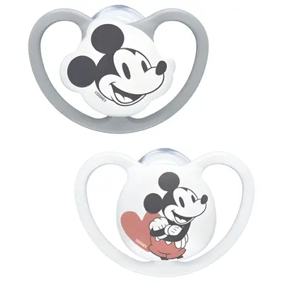 Suzeta NUK Space Disney Mickey Silicon M2 6-18 luni, Set 2 bucati