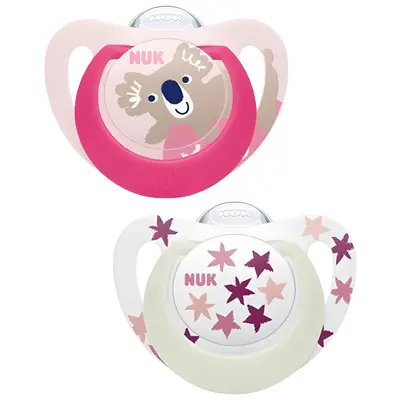 Suzeta Nuk Star Day  Night Silicon M3 18-36 luni, Set 2 bucati, Koala