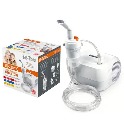 Aparat aerosoli Little Doctor LD-220mC, nebulizator cu compresor, design compact, 3 moduri de nebulizare, masca bebelusi, copii si adulti, Alb BITLD220mC